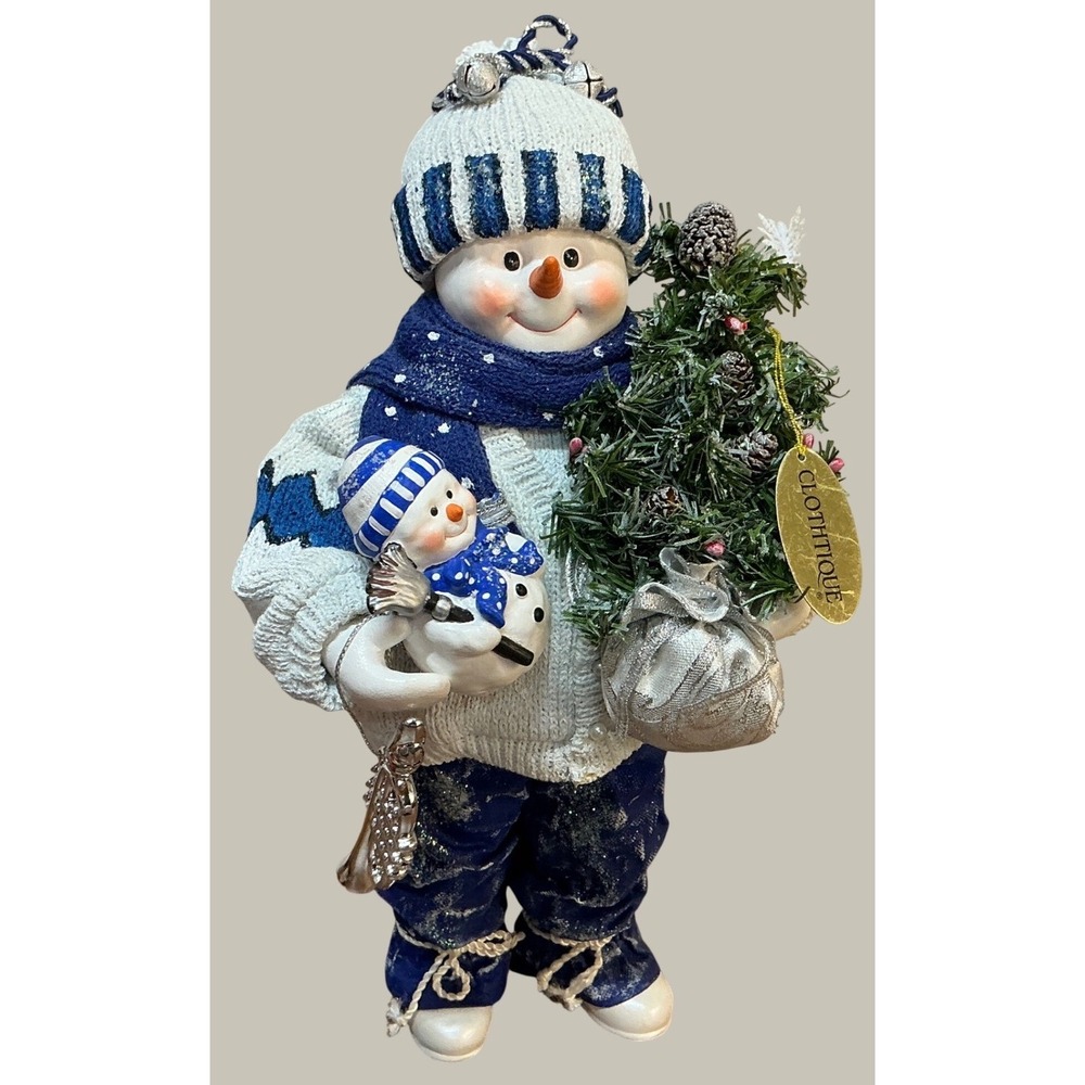Possible Dreams Clothtique Snowman Figurine Christmas Tree Trumpet Blue NWT